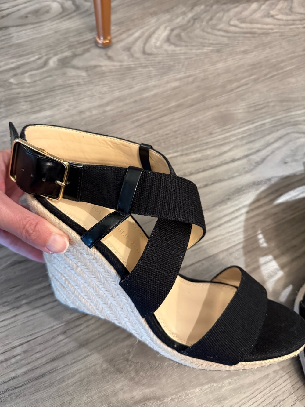 Banana Republic Black Crisscross Strap Wedge Espadrille Heel Sandals!